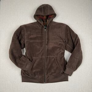RedHead Brown Fleece Zip Hoodie Plaid Lined Hunting Outdoors Large